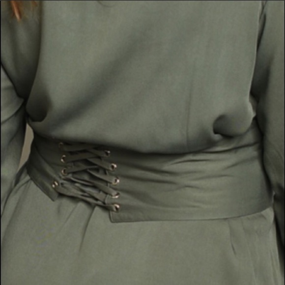 Olive Green Shirt Dress - Picture 4 of 13